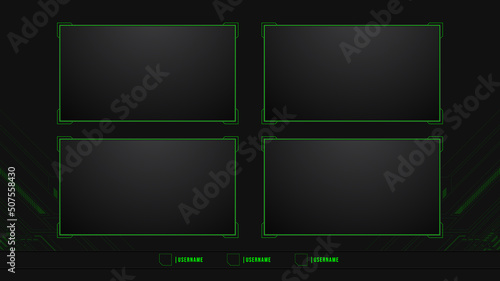 modern screen panel overlay frame set design template for games streaming. live stream screen overlay