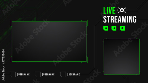 modern screen panel overlay frame set design template for games streaming. live stream screen overlay