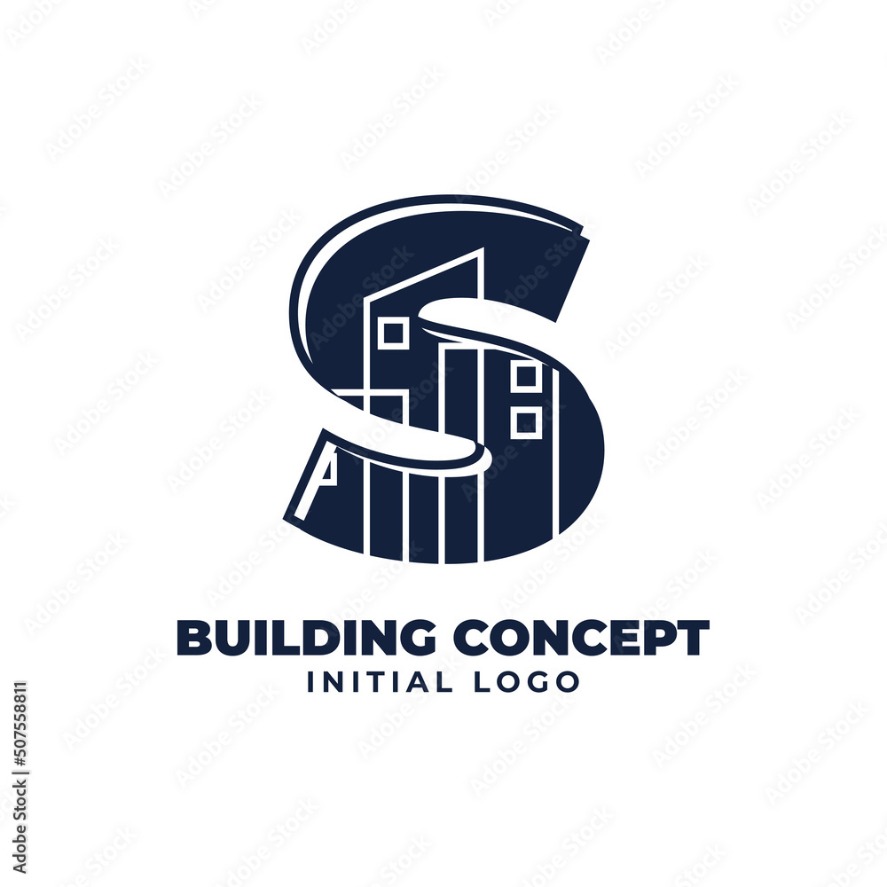 letter S with building object initial vector logo design suitable for ...