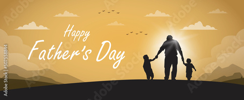 Happy Father's Day illustration design with Gold background for Banner