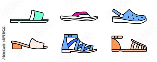 collection of men's and women's shoes for fashion and beauty in vector illustrations