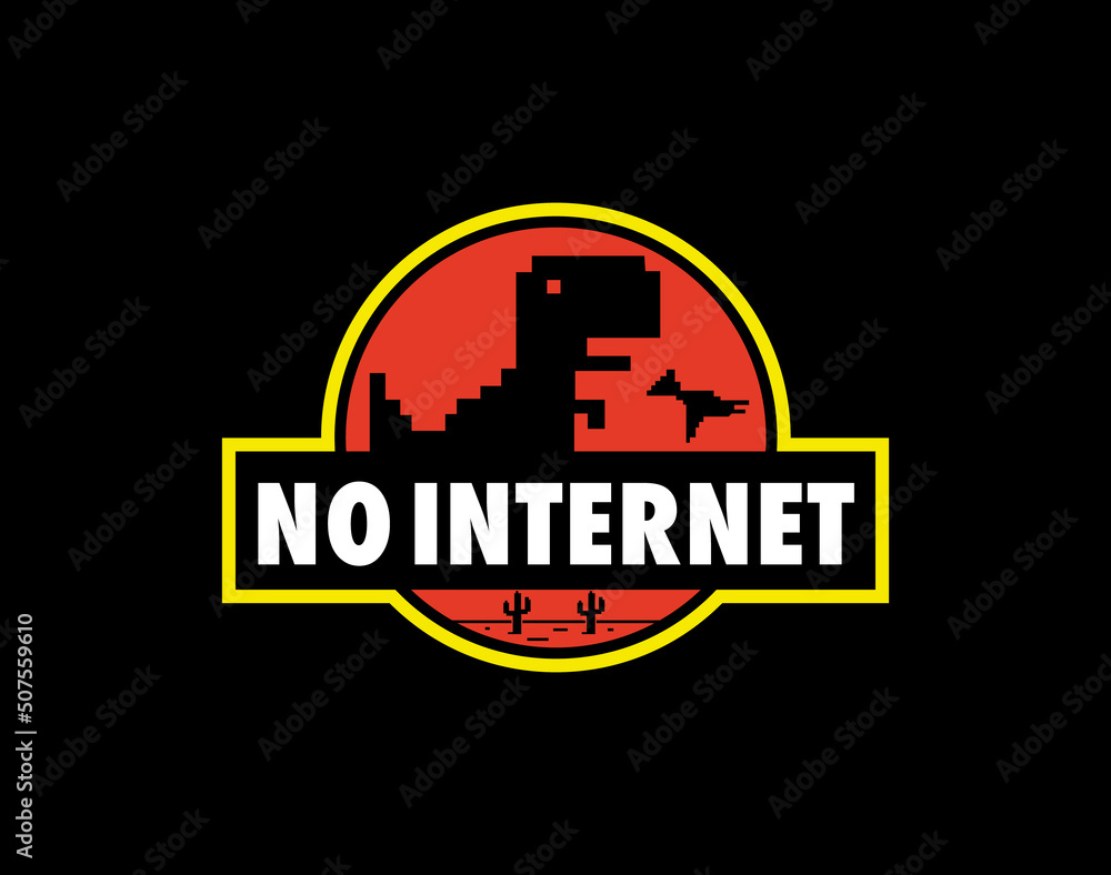 No Internet T-Shirt design vector Jurassic Park Jurassic World browsers  Game Dino illustration Stock Vector | Adobe Stock
