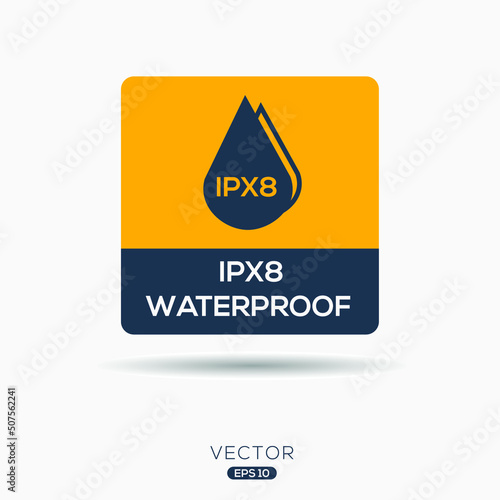 Creative (waterproof IPX8) Icon, Vector sign.
