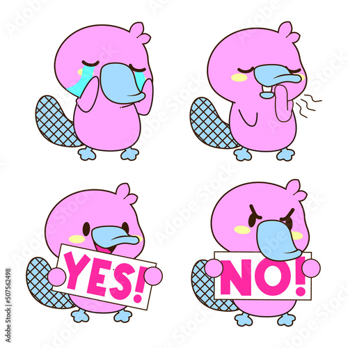 Cute Platypus Doodle Sticker, Platypus Illustration