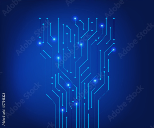 Circuit board futuristic technology. Abstract technology blue background. Vector illustration