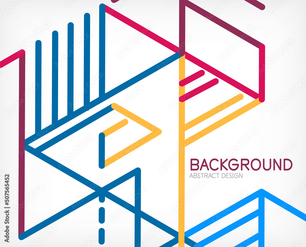 Abstract background. Color lines on white background. Linear abstract composition. Techno or business concept for wallpaper, banner, background, landing page Abstract background. Color lines on white background. Linear abstract composition. Techno or business concept for wallpaper, banner, background, landing page