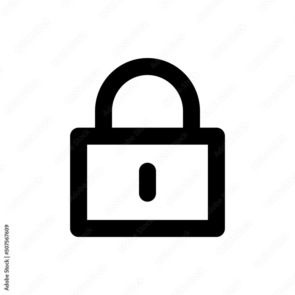 Simple lock icon, Vector line icon on white background. Simple lock icon, Vector line icon on white background.