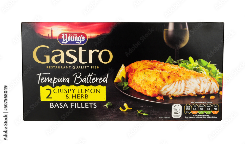 Youngs gastro lemon and herb tempura battered frozen basa fish fillets