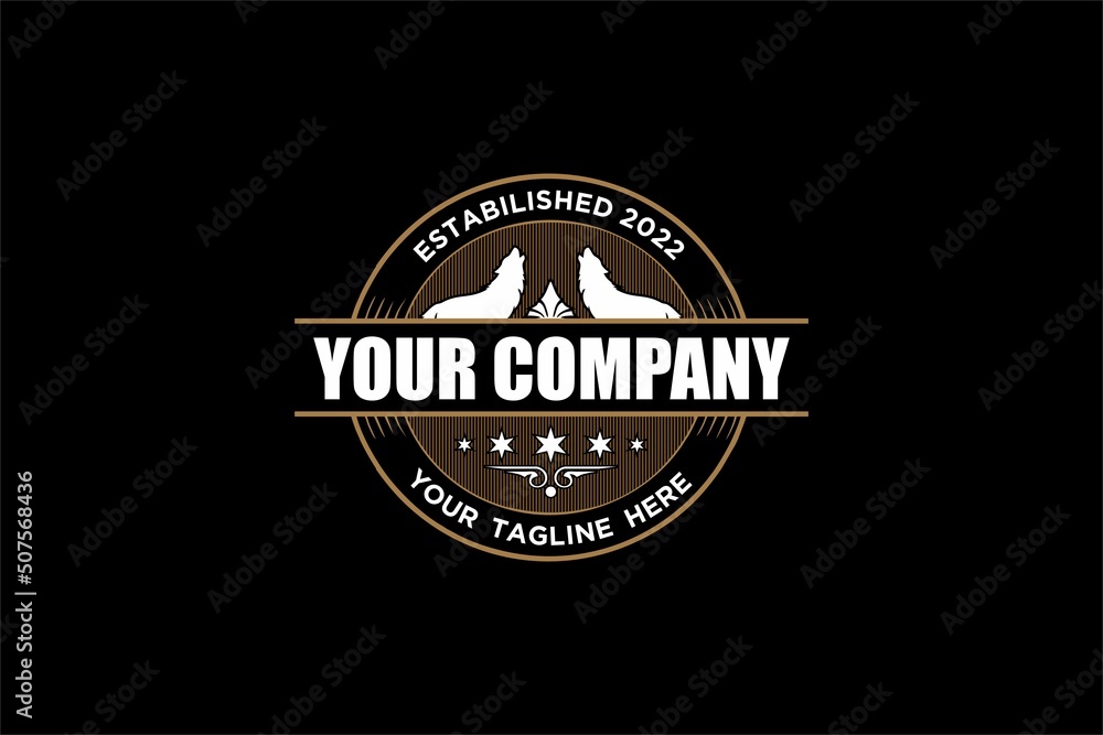 Fototapeta premium TWIN WOLF PREDATOR LOGO OLD