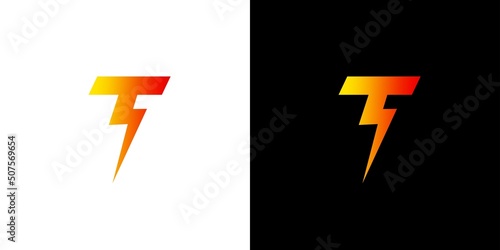 Modern and attractive letter T electric voltage logo design