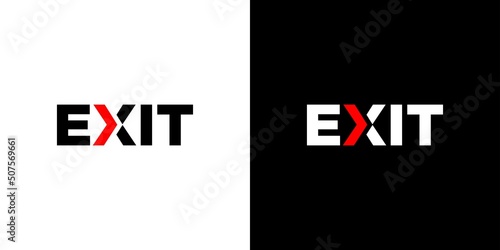 Modern and unique exit text illustration logo design 2