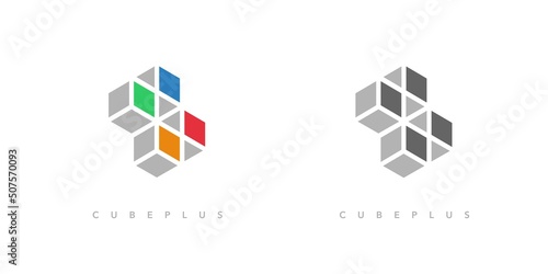 Modern and attractive Cube plus logo design