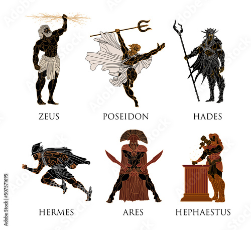 six greek powerful gods collection