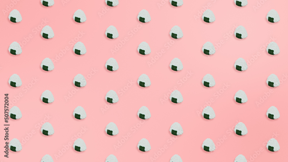3D Rendering Onigiri Rice Ball Clean Pastel color Pattern 3D Illustration Background 3D Rendering Onigiri Rice Ball Clean Pastel color Pattern 3D Illustration Background