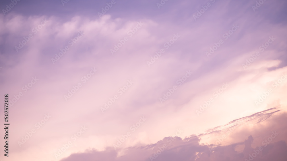 Purple sun and Cloud Sky Pastel Background. wallpaper Rainbow colored. card or poster sweet gradient backdrop free space for add text or products presentation. Travel Tropical Summer Holidays concept.