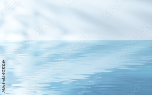 Water surface with white wall background, 3d rendering.