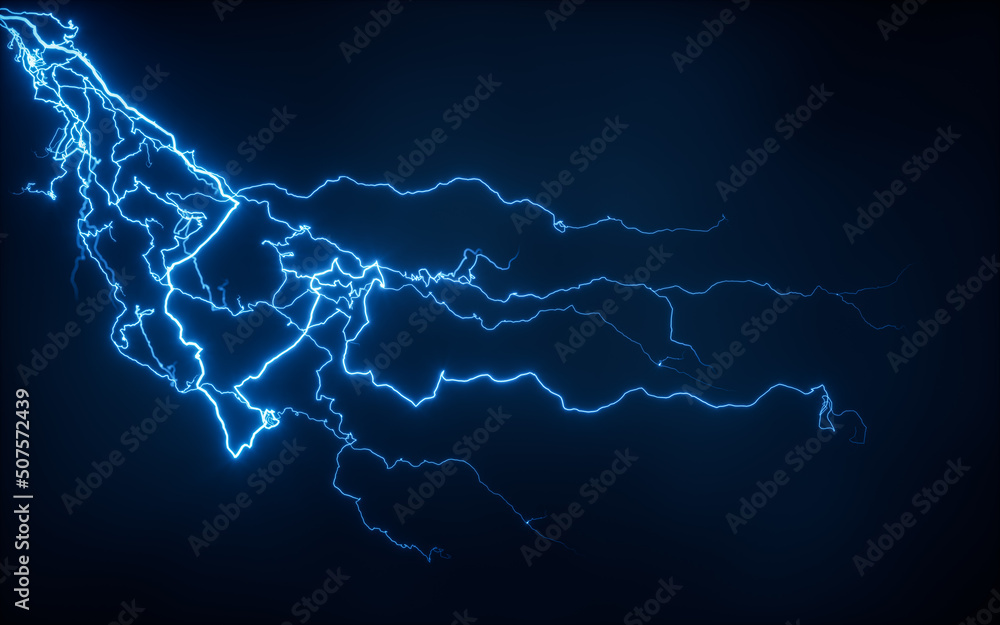 Blue lightning with dark background, 3d rendering. Blue lightning with dark background, 3d rendering.
