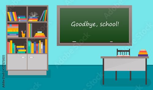 blackboard in the interior of the classroom. Vector illustration.