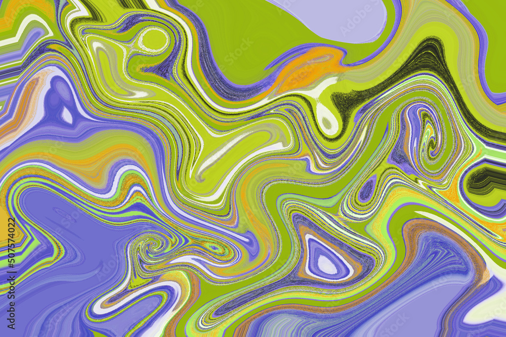 ややくすんだ黄緑と紫の入り組んだマットなマーブリング