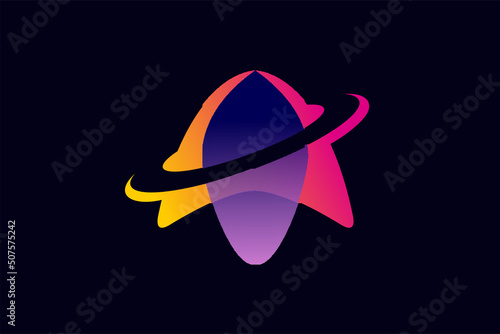 rocket with planet concept design