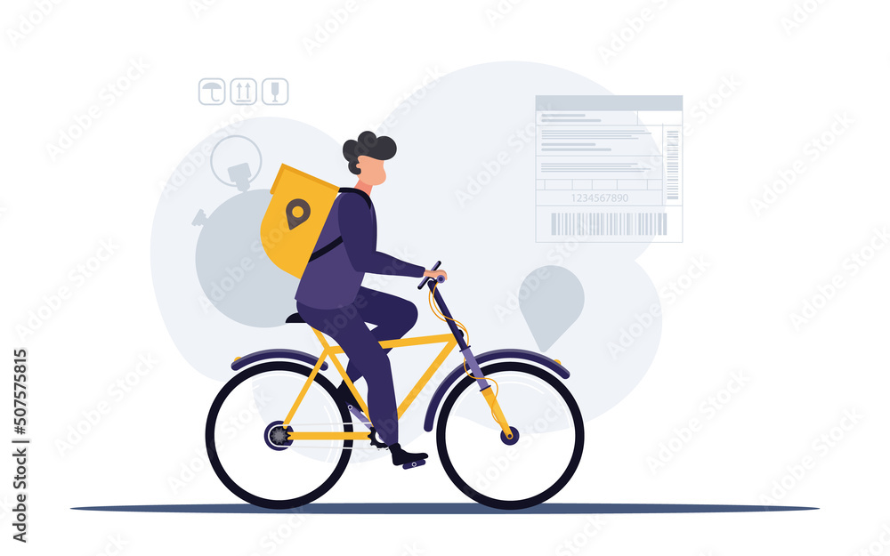Delivery service is available. Courier riding a bicycle. Vector Delivery service is available. Courier riding a bicycle. Vector