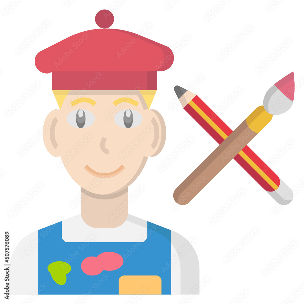 Artist flat icon,linear,outline,graphic,illustration Artist flat icon,linear,outline,graphic,illustration