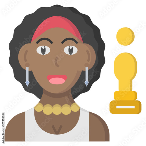 Actress flat icon,linear,outline,graphic,illustration
