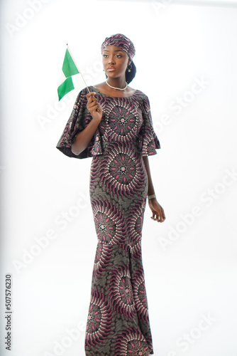 Portrait of pretty Nigerian woman dressed in Traditional Hausa Dress