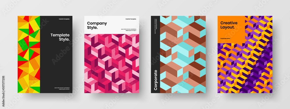 Simple geometric hexagons corporate cover illustration collection. Clean banner A4 vector design layout bundle. Simple geometric hexagons corporate cover illustration collection. Clean banner A4 vector design layout bundle.