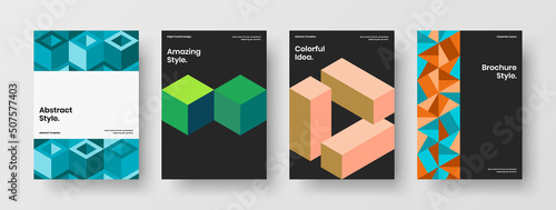 Original mosaic hexagons cover template composition. Clean leaflet vector design concept collection.