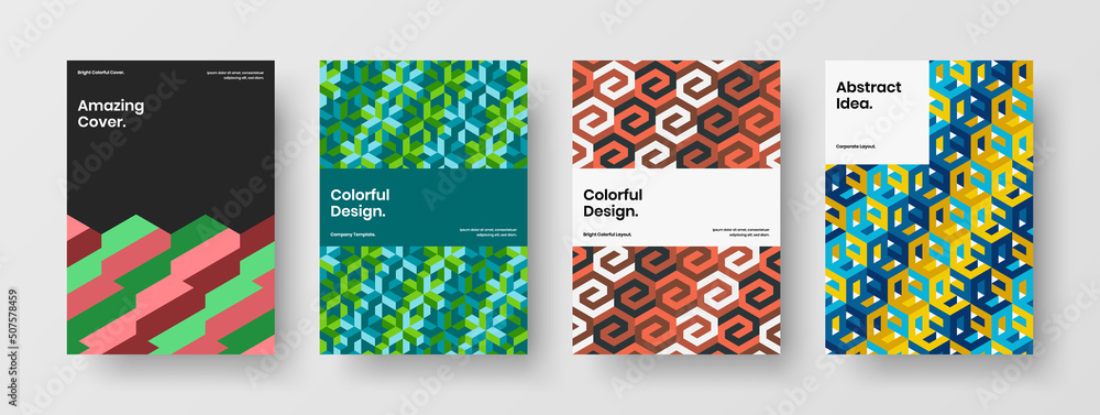 Vivid banner A4 vector design layout composition. Abstract mosaic hexagons presentation concept collection.