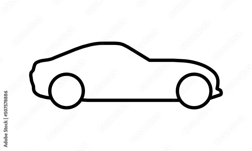 Sports car line vector icon on white background