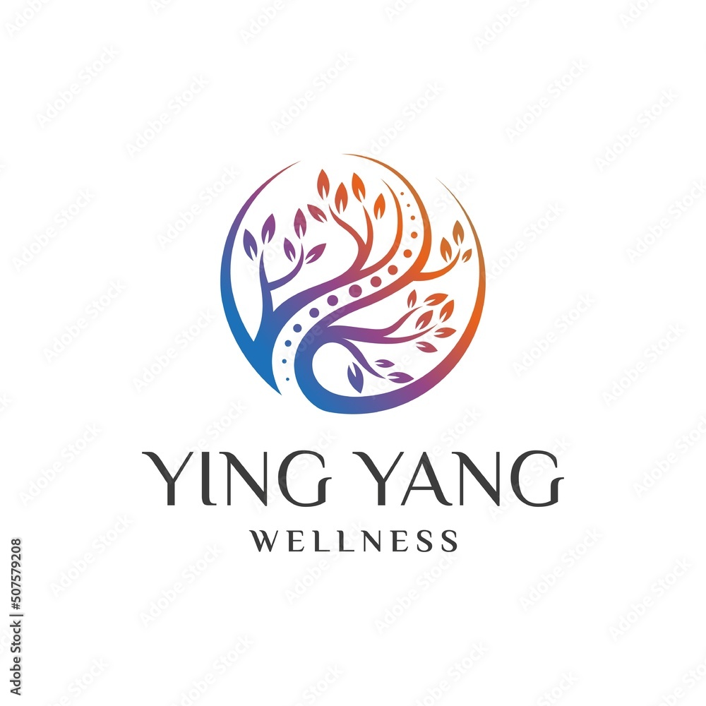 Yin Yang Wellness logo design template