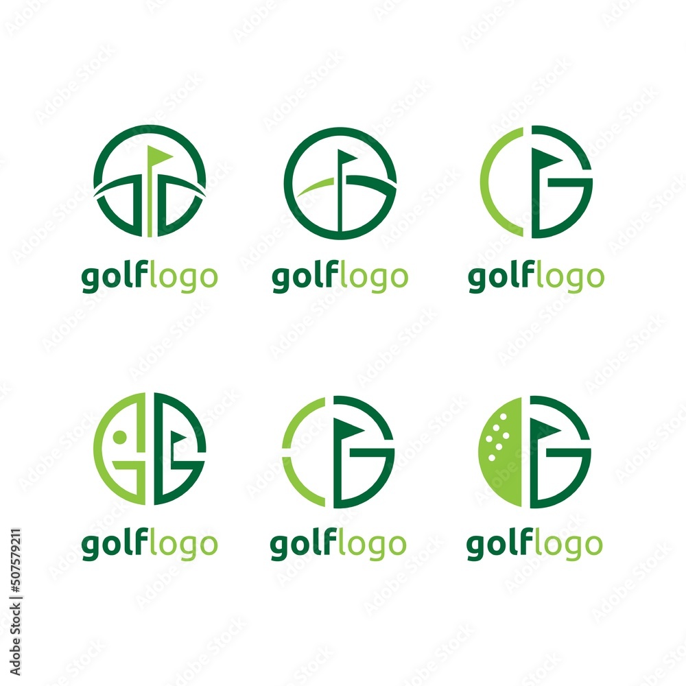Collection of flag golf logo design template Collection of flag golf logo design template