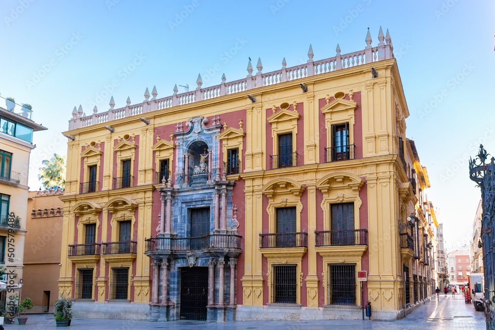 unique buildings of the historic city center in Malaga
