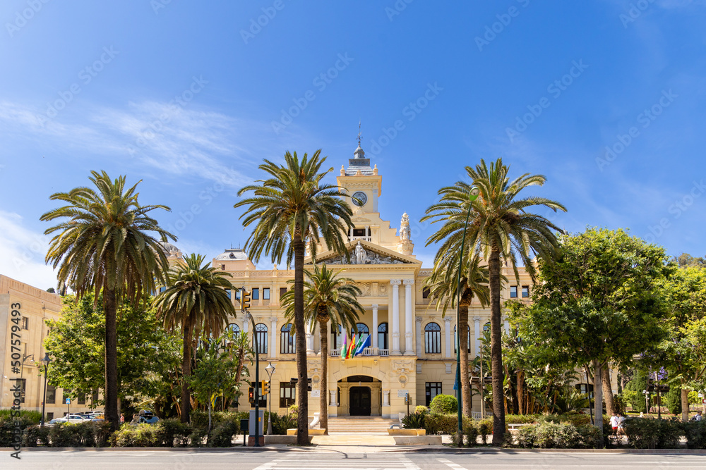 unique buildings of the historic city center in Malaga