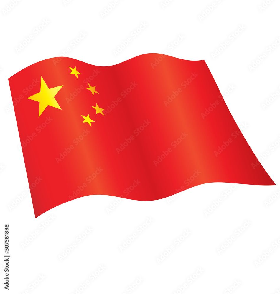 flying waving flag of china