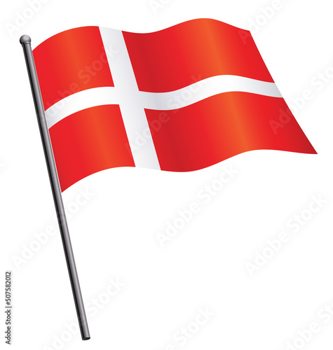 danish flag waving on flagpole