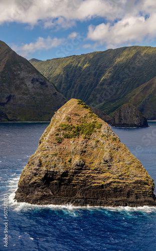 Aerial Leinaaopapio Point and Okala Island Molokai Hawaii photo