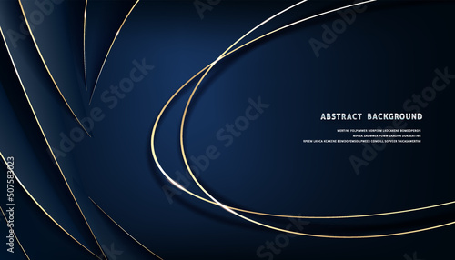 Abstract template dark luxury premium background with luxury triangles pattern and gold lighting lines.