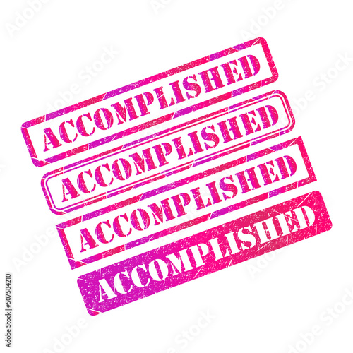 Set of Accomplished stamp symbol, label sticker sign button, text banner vector illustration