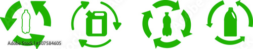 Recycle, PET Bottle, Plastic Green Green Icon Vector Design Illustration Set Material