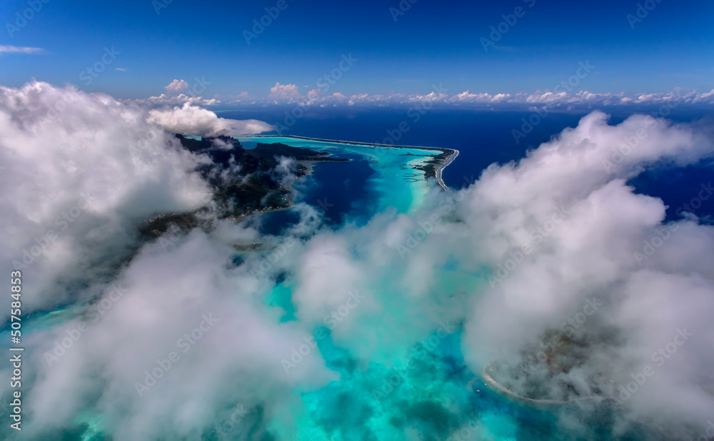 Obraz premium Aerial Bora Bora French Polynesia Pacific Atoll Island