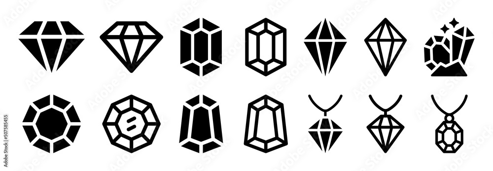 Set of gemstones as diamond, ruby, sapphire and emerald vector icon Set of gemstones as diamond, ruby, sapphire and emerald vector icon