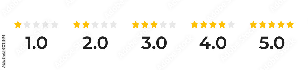 Feedback rating concept from one to five stars icon. Vector illustration customer review and satisfaction. - obrazy, fototapety, plakaty 