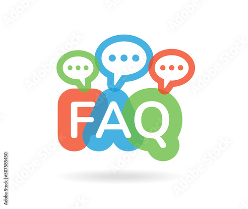 Faq help colorful word design icon. Frequently asked question vector information symbol