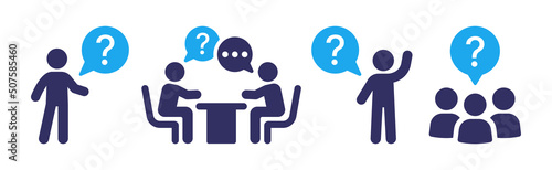 Question vector icon. Help message communication symbol. Ask for support and information sign.