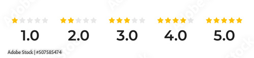 Feedback rating concept from one to five stars icon. Vector illustration customer review and satisfaction.