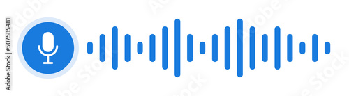 Record audio sound with microphone button. Soundwave vector icon illustration