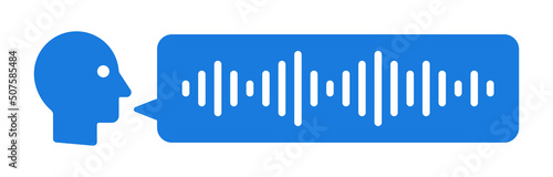 User speaking in a voice audio message vector icon photo